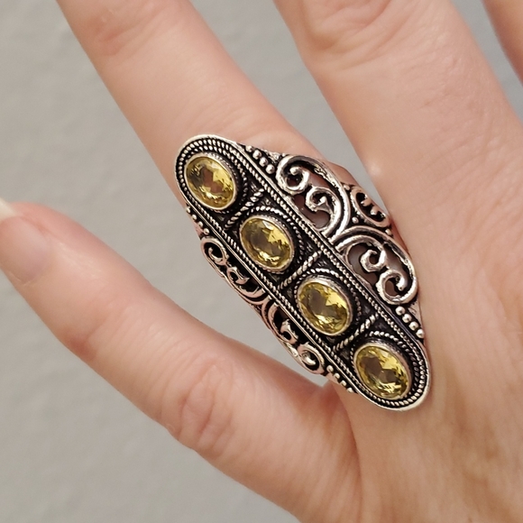New Citrine 925 Silver Statement Ring. - Picture 3 of 9